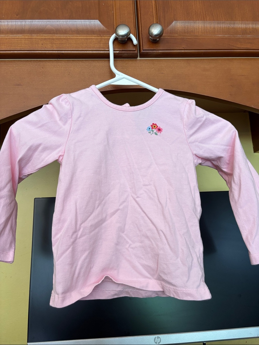 Pink Long-Sleeve Girls' Tee with Embroidered Flowers from Little Me